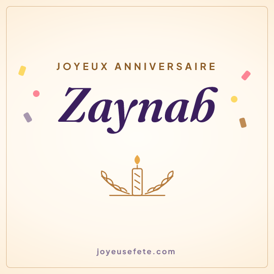 Image carrée « Joyeux anniversaire Zaynab » pour WhatsApp