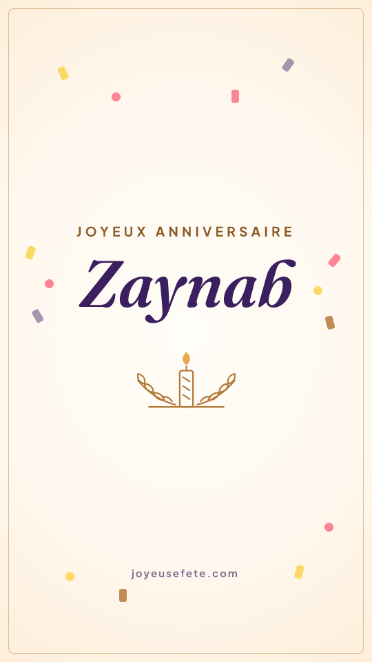 Image « Joyeux anniversaire Zaynab » au format story