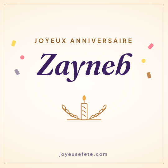 Image carrée « Joyeux anniversaire Zayneb » pour WhatsApp