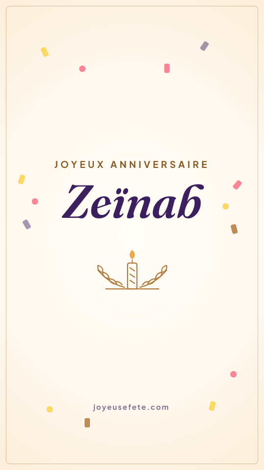 Image « Joyeux anniversaire Zeïnab » au format story
