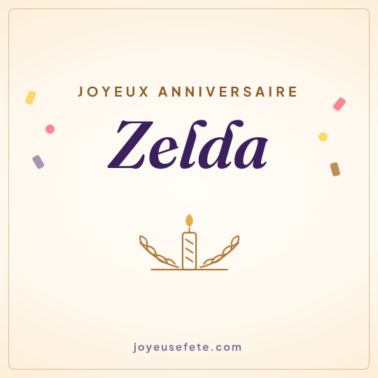 Image carrée « Joyeux anniversaire Zelda » pour WhatsApp