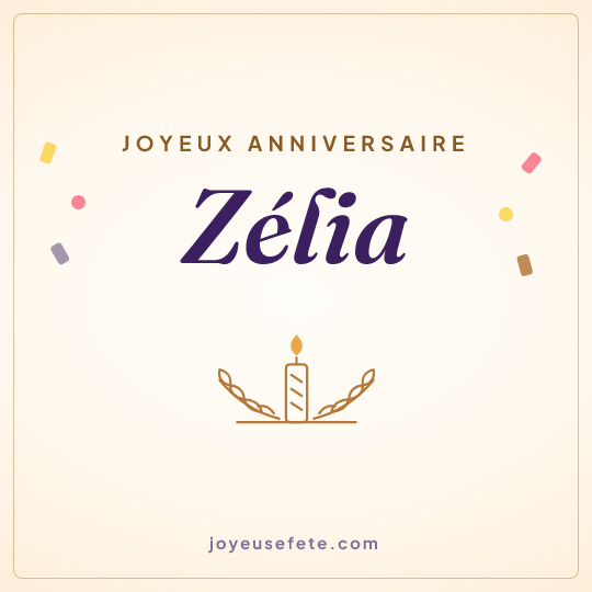 Image carrée « Joyeux anniversaire Zélia » pour WhatsApp