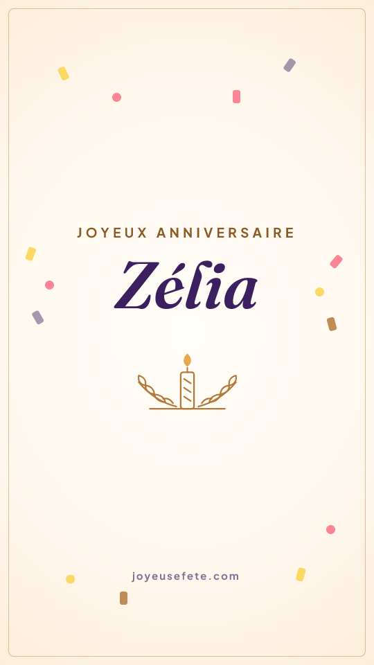 Image « Joyeux anniversaire Zélia » au format story