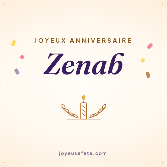 Image carrée « Joyeux anniversaire Zenab » pour WhatsApp