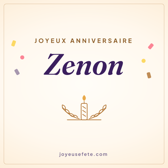 Image carrée « Joyeux anniversaire Zenon » pour WhatsApp