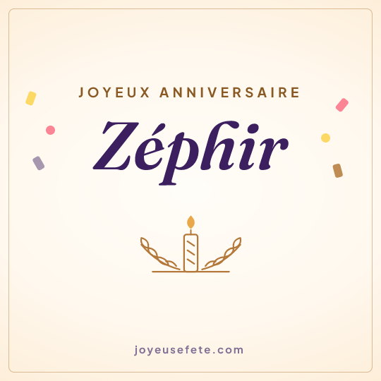 Image carrée « Joyeux anniversaire Zéphir » pour WhatsApp