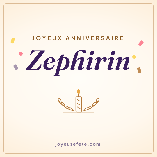 Image carrée « Joyeux anniversaire Zephirin » pour WhatsApp