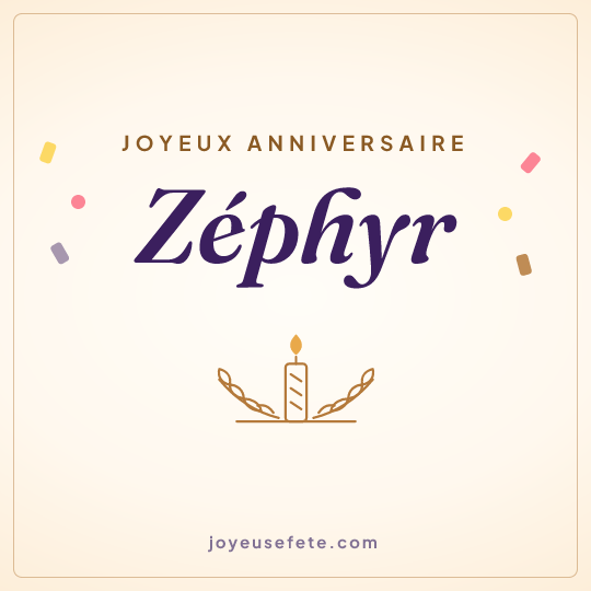 Image carrée « Joyeux anniversaire Zéphyr » pour WhatsApp