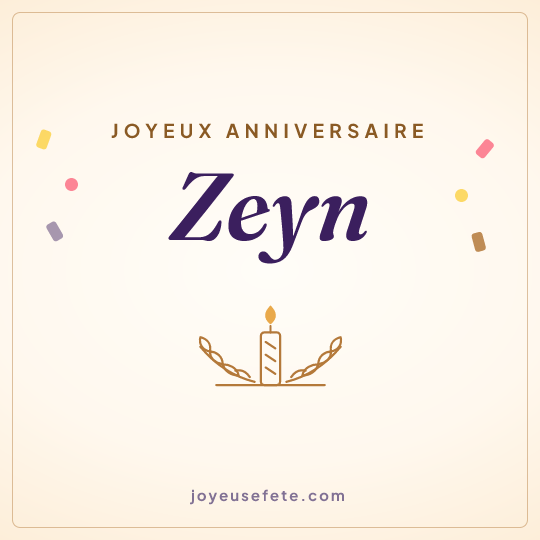 Image carrée « Joyeux anniversaire Zeyn » pour WhatsApp