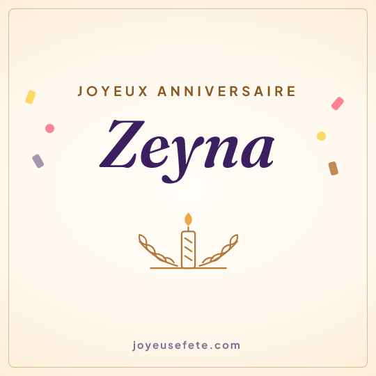 Image carrée « Joyeux anniversaire Zeyna » pour WhatsApp