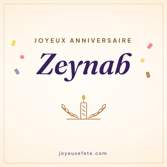 Image carrée « Joyeux anniversaire Zeynab » pour WhatsApp