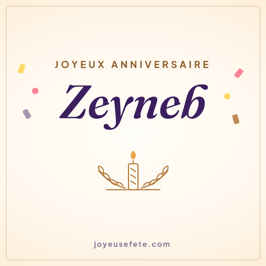Image carrée « Joyeux anniversaire Zeyneb » pour WhatsApp