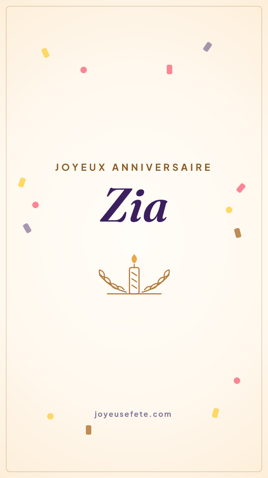 Image « Joyeux anniversaire Zia » au format story