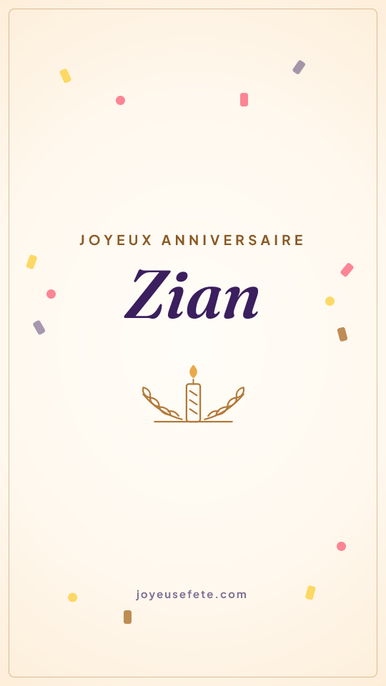 Image « Joyeux anniversaire Zian » au format story