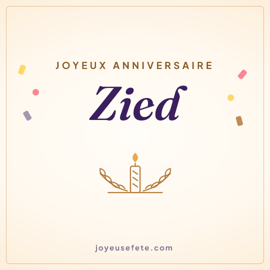 Image carrée « Joyeux anniversaire Zied » pour WhatsApp