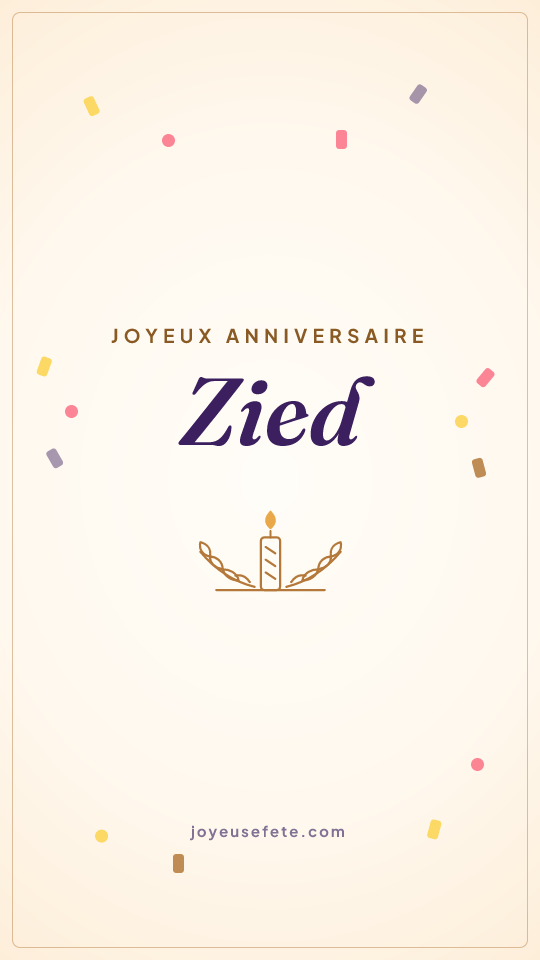 Image « Joyeux anniversaire Zied » au format story