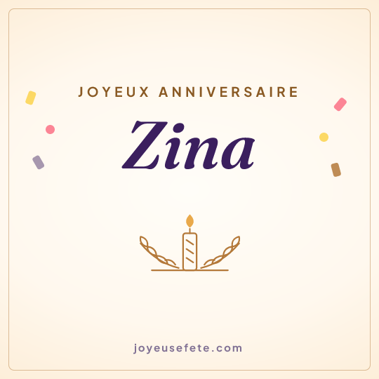 Image carrée « Joyeux anniversaire Zina » pour WhatsApp