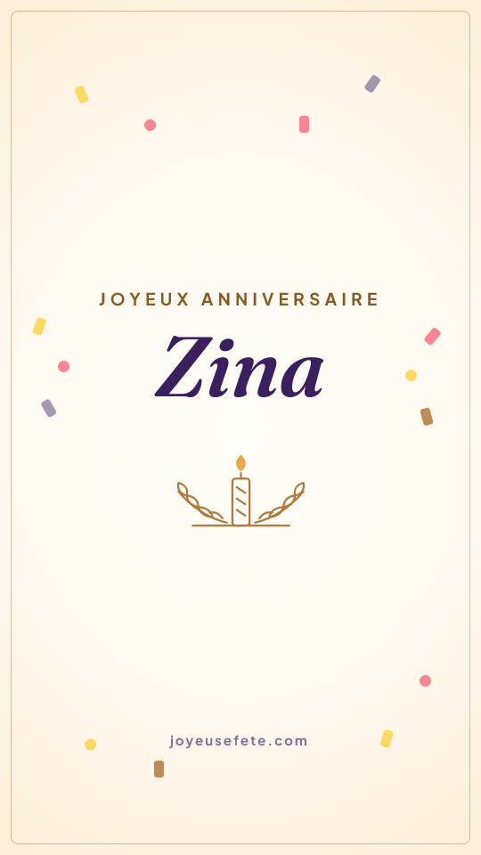 Image « Joyeux anniversaire Zina » au format story