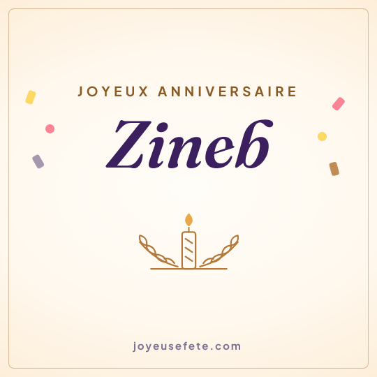 Image carrée « Joyeux anniversaire Zineb » pour WhatsApp