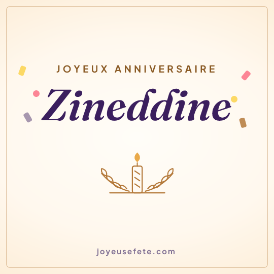 Image carrée « Joyeux anniversaire Zineddine » pour WhatsApp