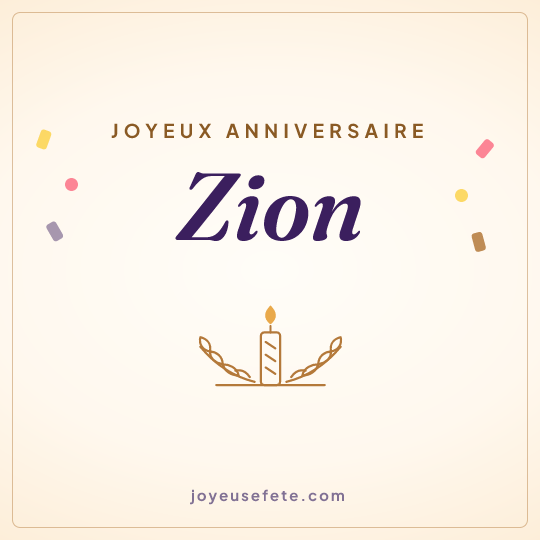 Image carrée « Joyeux anniversaire Zion » pour WhatsApp