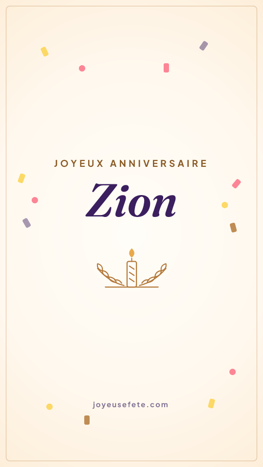 Image « Joyeux anniversaire Zion » au format story