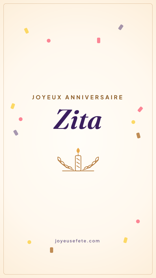 Image « Joyeux anniversaire Zita » au format story