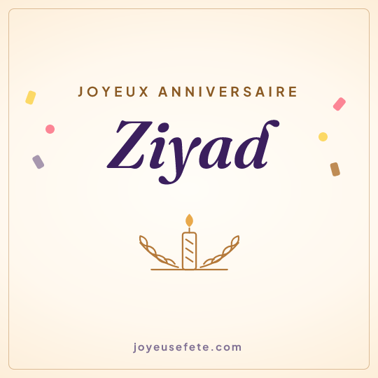 Image carrée « Joyeux anniversaire Ziyad » pour WhatsApp