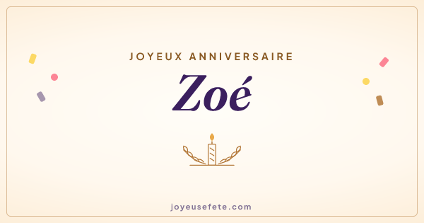 Image « Joyeux anniversaire Zoé » au format large