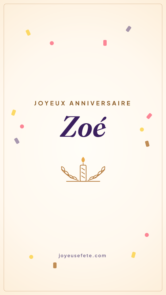 Image « Joyeux anniversaire Zoé » au format story