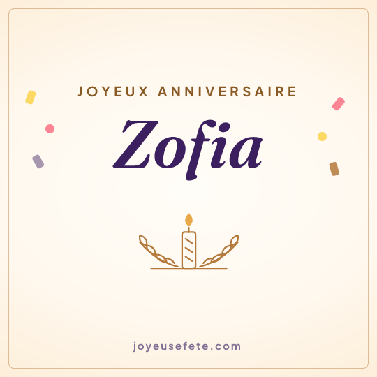 Image carrée « Joyeux anniversaire Zofia » pour WhatsApp