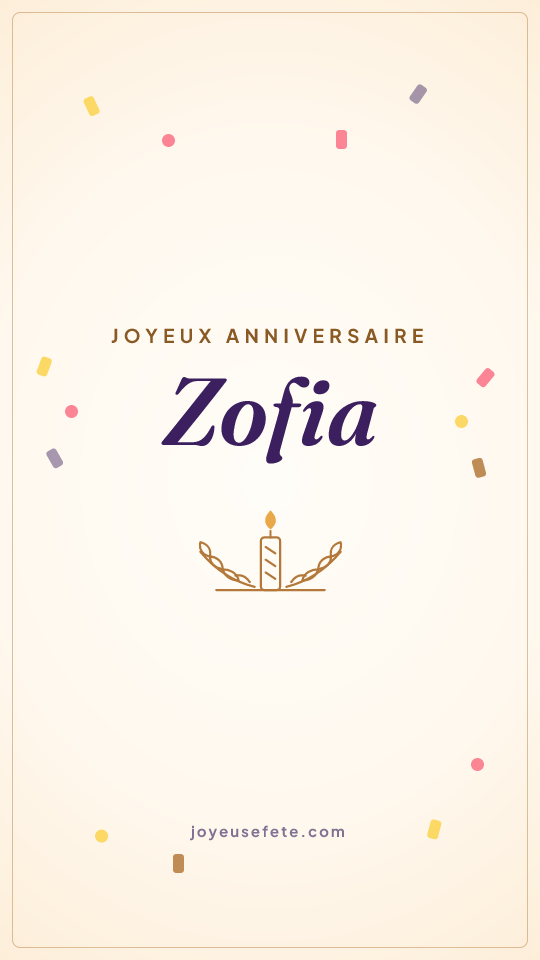 Image « Joyeux anniversaire Zofia » au format story