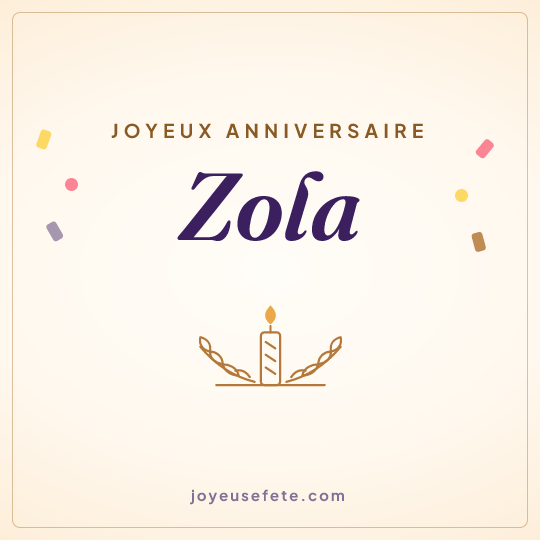 Image carrée « Joyeux anniversaire Zola » pour WhatsApp