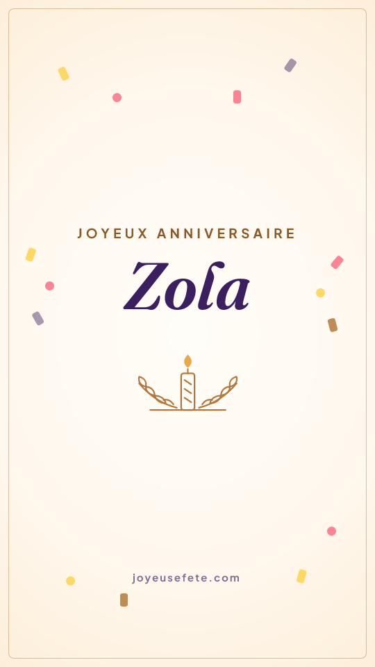 Image « Joyeux anniversaire Zola » au format story