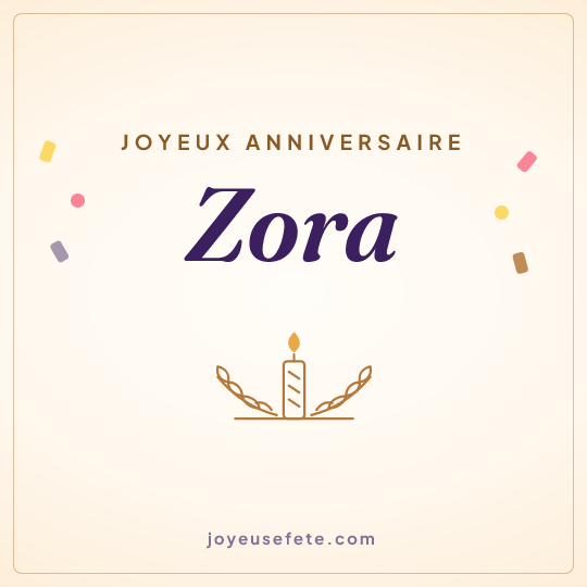 Image carrée « Joyeux anniversaire Zora » pour WhatsApp