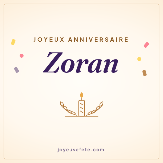 Image carrée « Joyeux anniversaire Zoran » pour WhatsApp