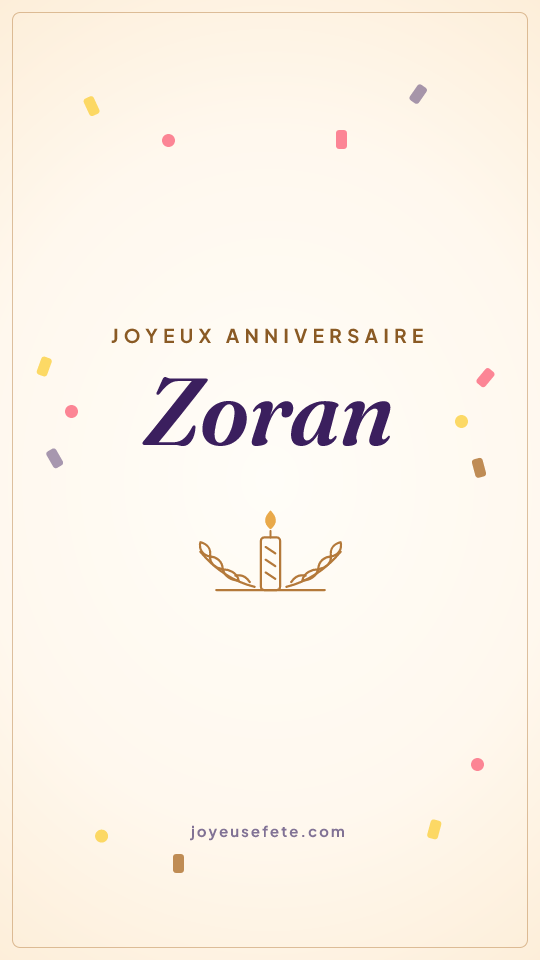 Image « Joyeux anniversaire Zoran » au format story