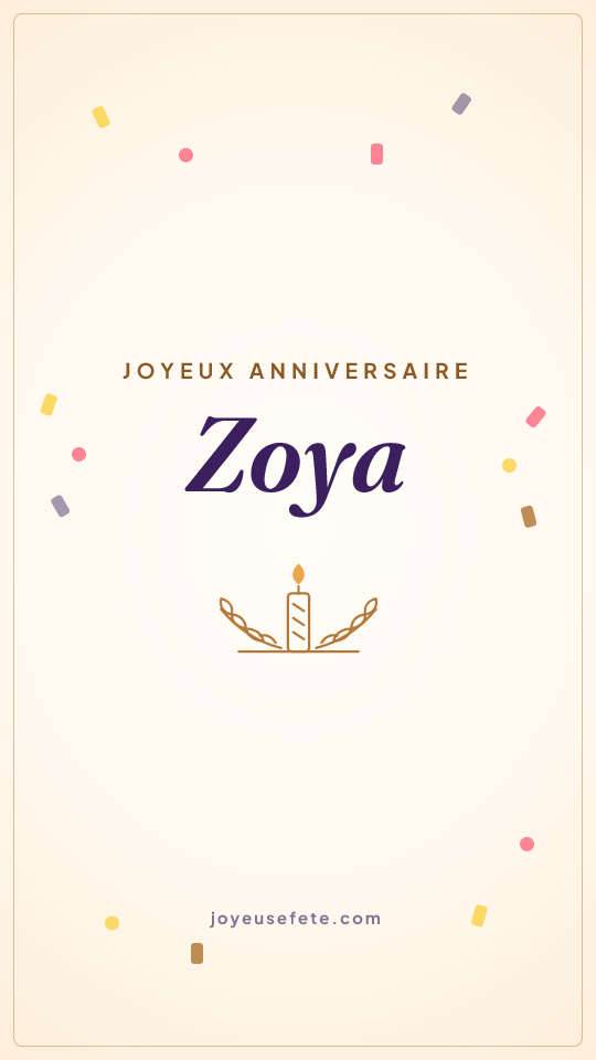 Image « Joyeux anniversaire Zoya » au format story