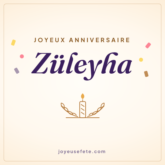 Image carrée « Joyeux anniversaire Züleyha » pour WhatsApp