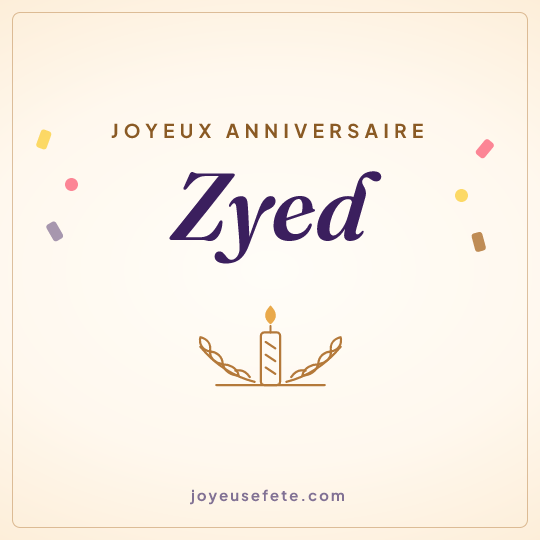 Image carrée « Joyeux anniversaire Zyed » pour WhatsApp