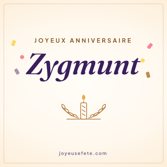 Image carrée « Joyeux anniversaire Zygmunt » pour WhatsApp