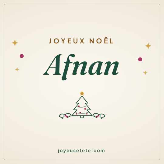 Image carrée « Joyeux Noël Afnan » pour WhatsApp