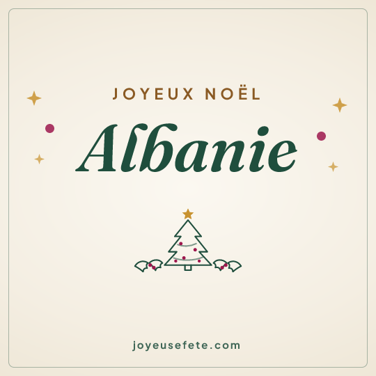 Image carrée « Joyeux Noël Albanie » pour WhatsApp