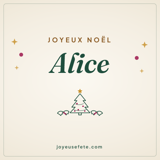 Image carrée « Joyeux Noël Alice » pour WhatsApp