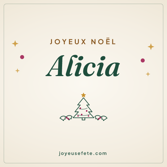 Image carrée « Joyeux Noël Alicia » pour WhatsApp
