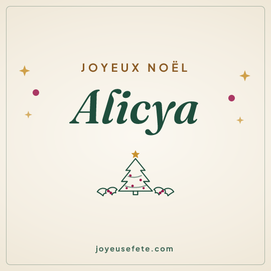 Image carrée « Joyeux Noël Alicya » pour WhatsApp