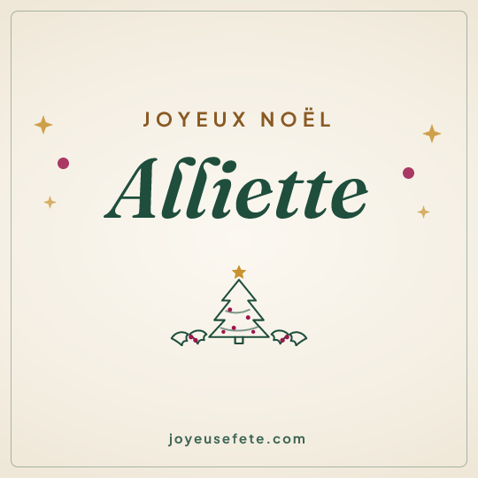 Image carrée « Joyeux Noël Alliette » pour WhatsApp