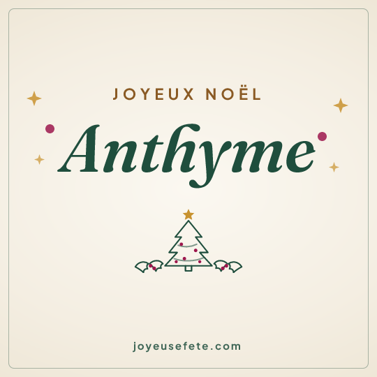 Image carrée « Joyeux Noël Anthyme » pour WhatsApp