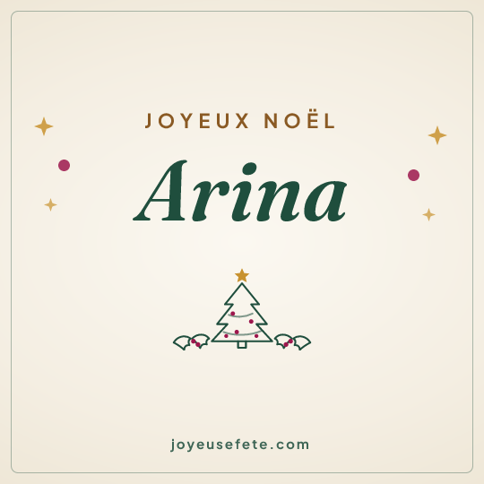 Image carrée « Joyeux Noël Arina » pour WhatsApp