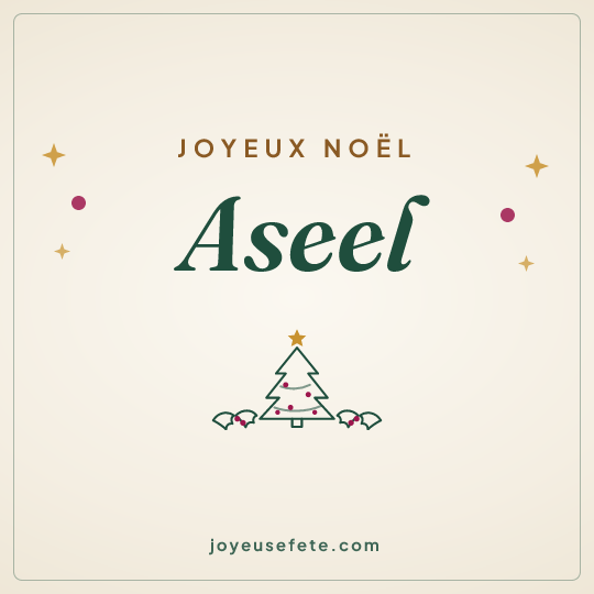 Image carrée « Joyeux Noël Aseel » pour WhatsApp